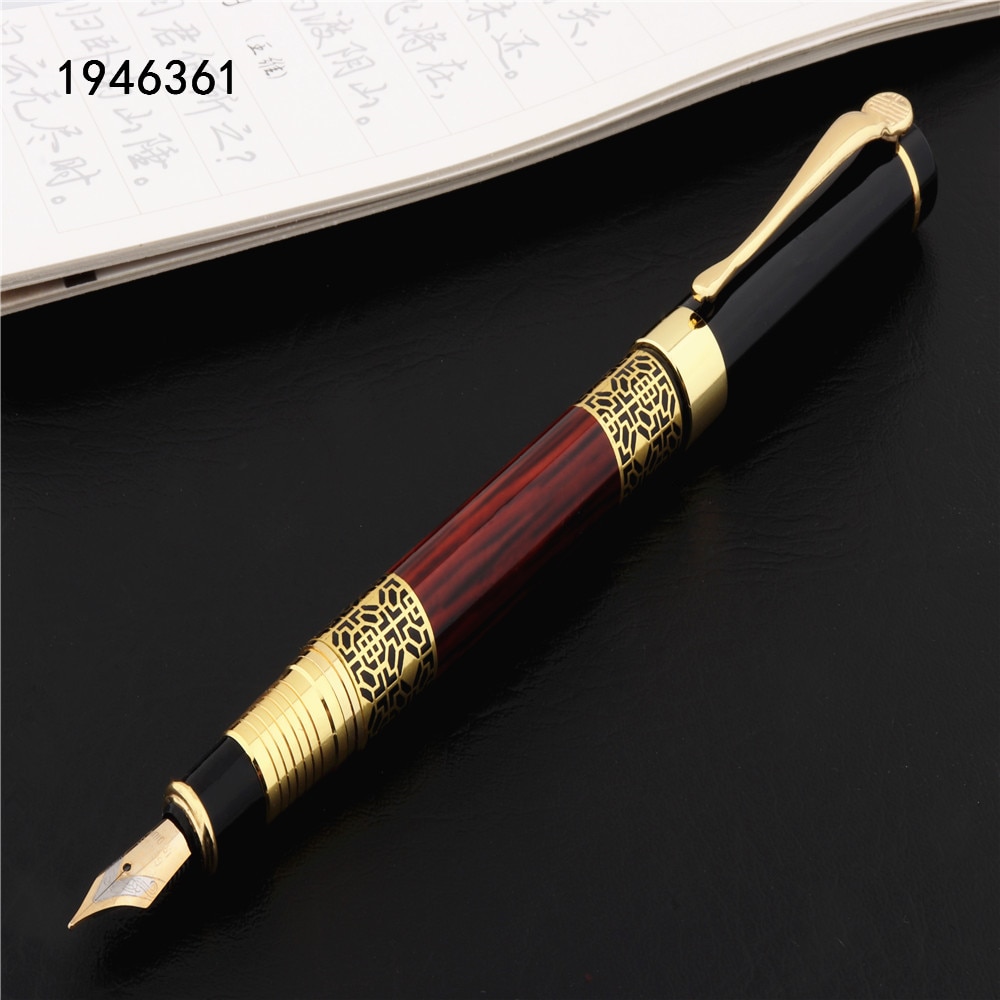 photo of High quality 530 Golden carving Mahogany Business office School student office Supplies Fountain Pen New  Ink pen ink pen