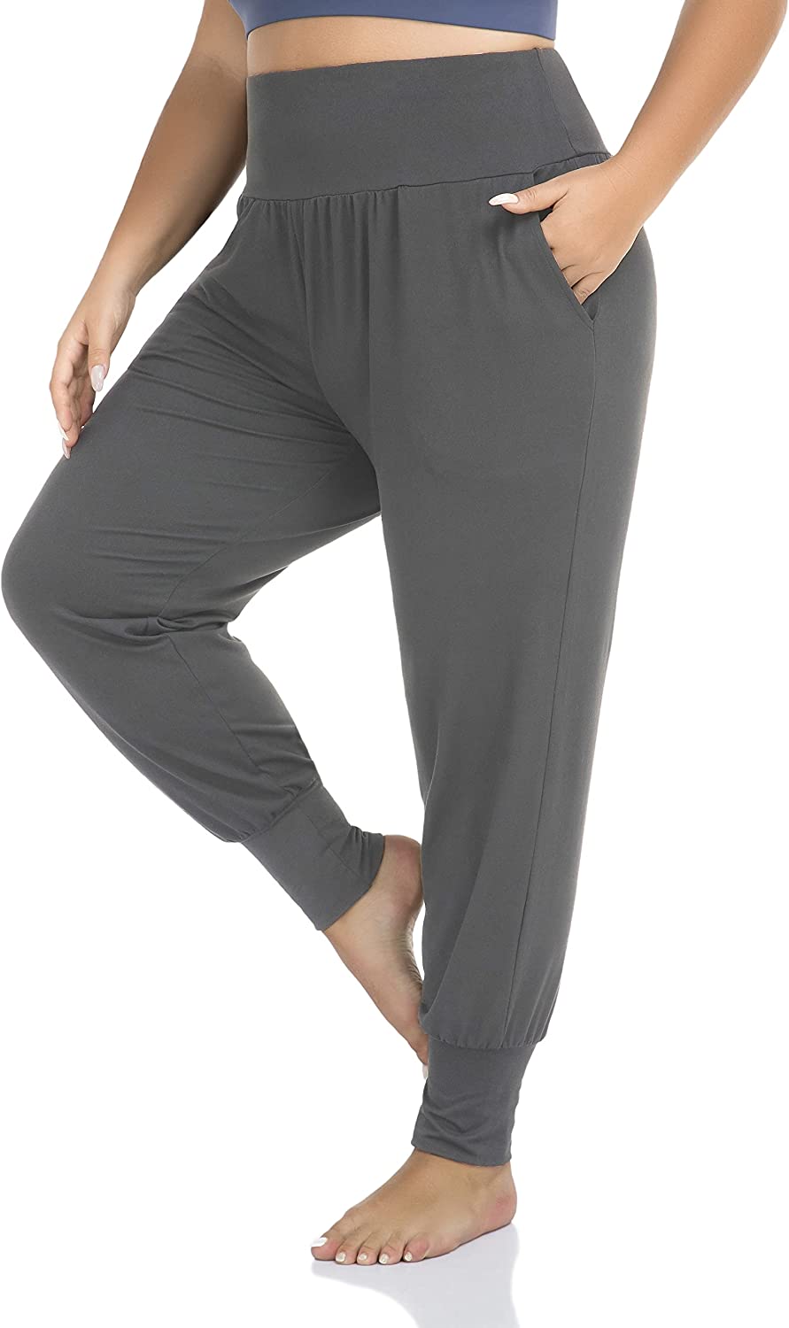 ZERDOCEAN Women's Plus Size Casual Yoga Joggers Comfy Loose Workout Lounge  Pants