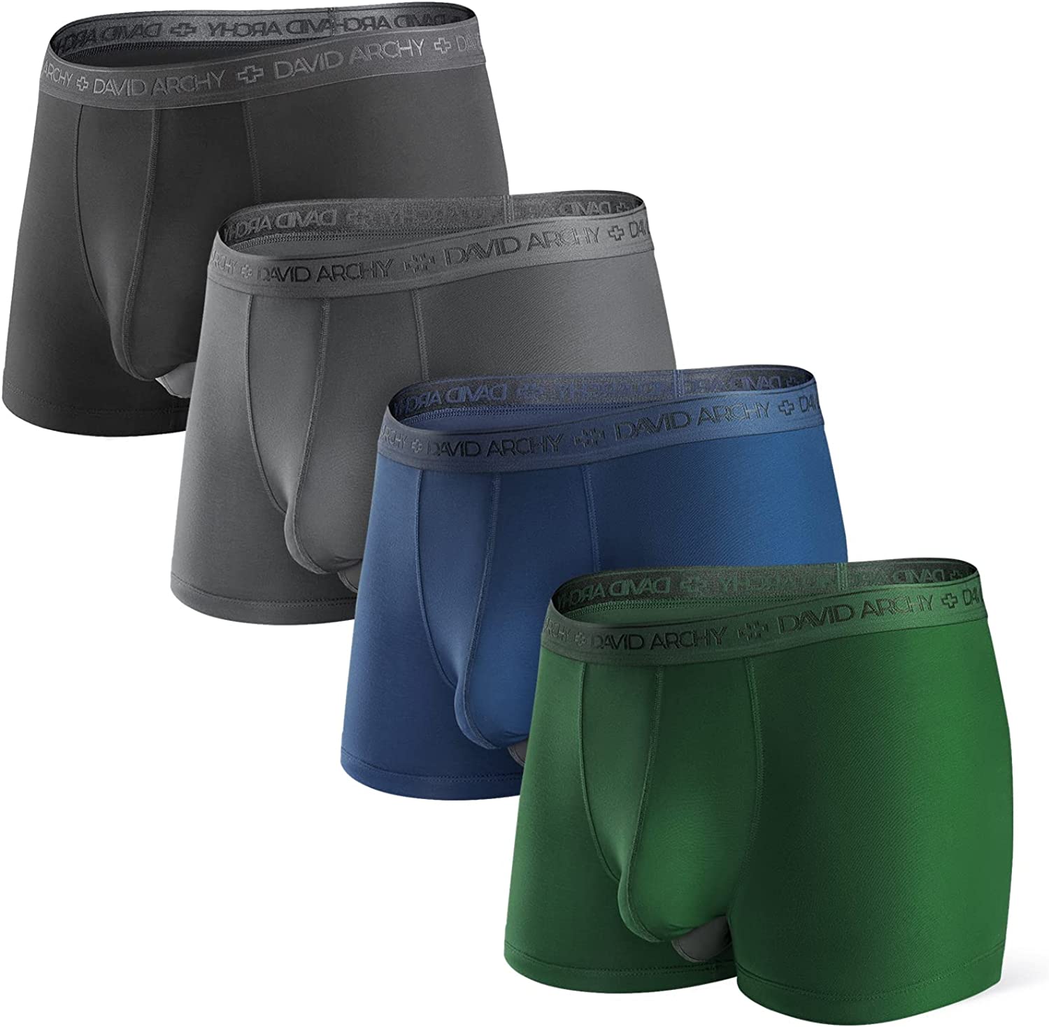DAVID ARCHY Men's Dual Pouch Underwear Micro Modal Trunks Separate