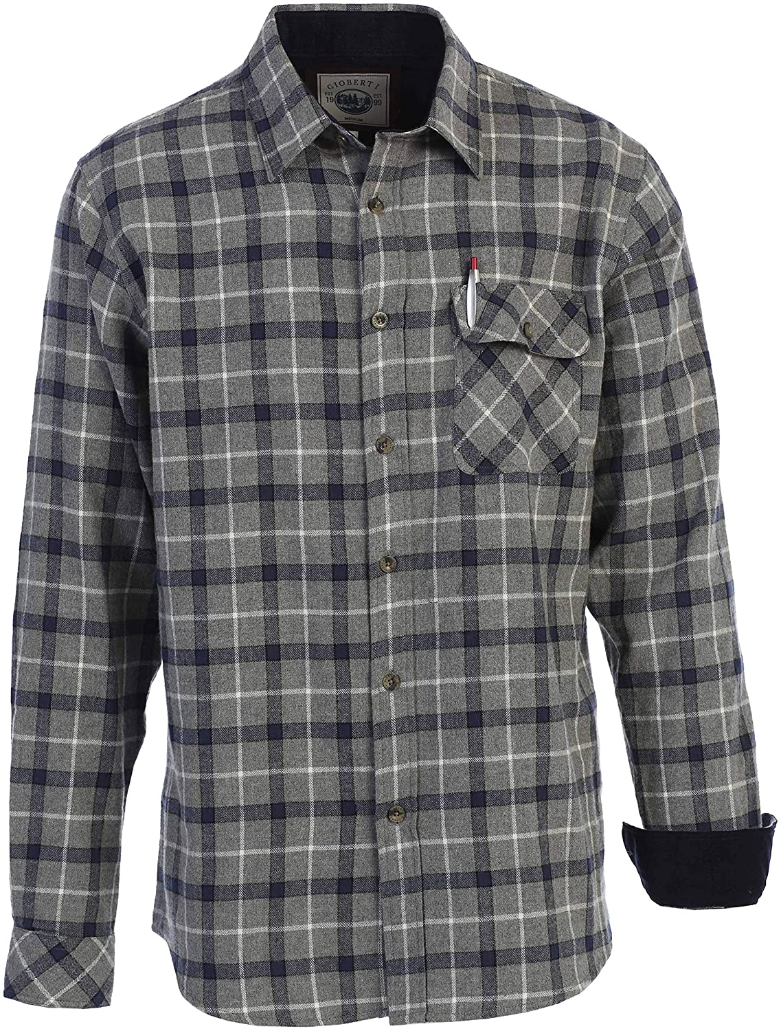 Gioberti Men's 100% Cotton Brushed Flannel Plaid Checkered Shirt with Corduroy C