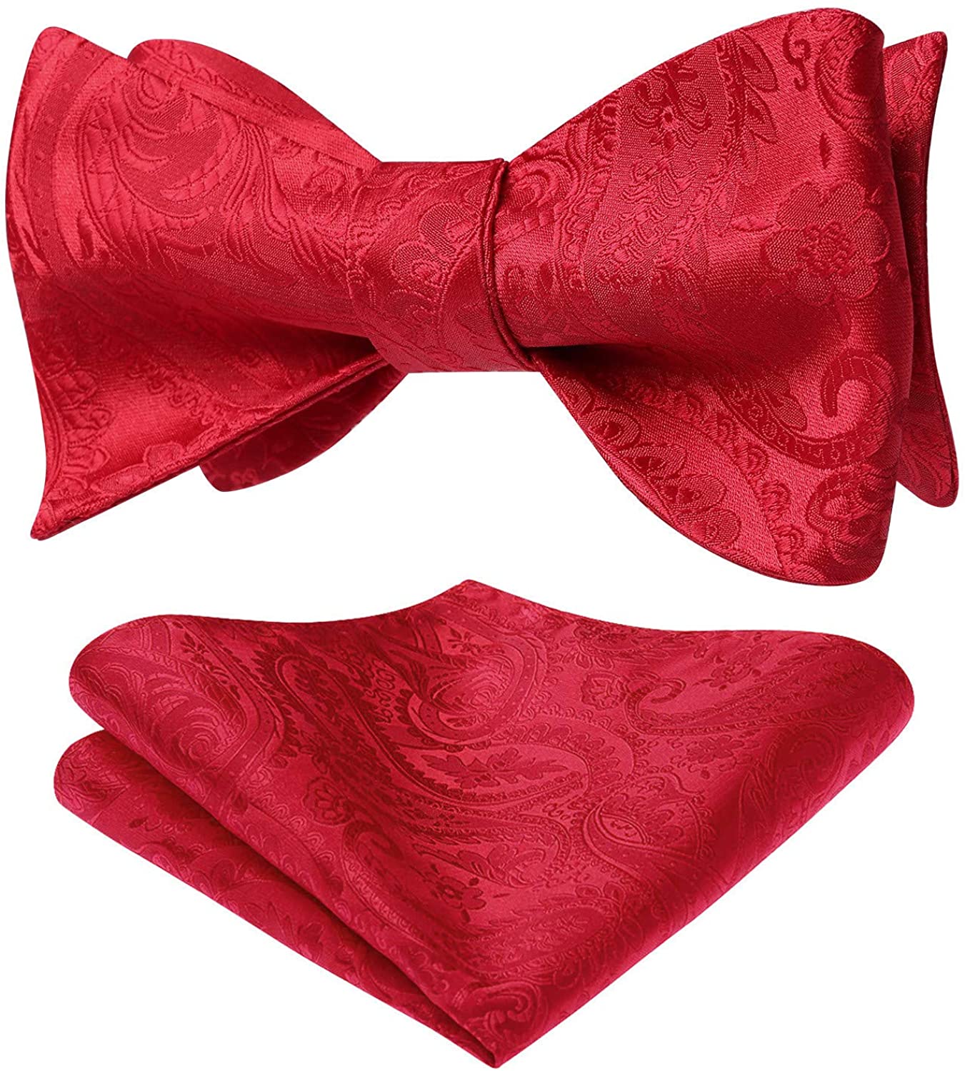 Solid Untied Bow Ties for Men Classic Satin Self Tie Bowtie Hanky Set by HISDERN