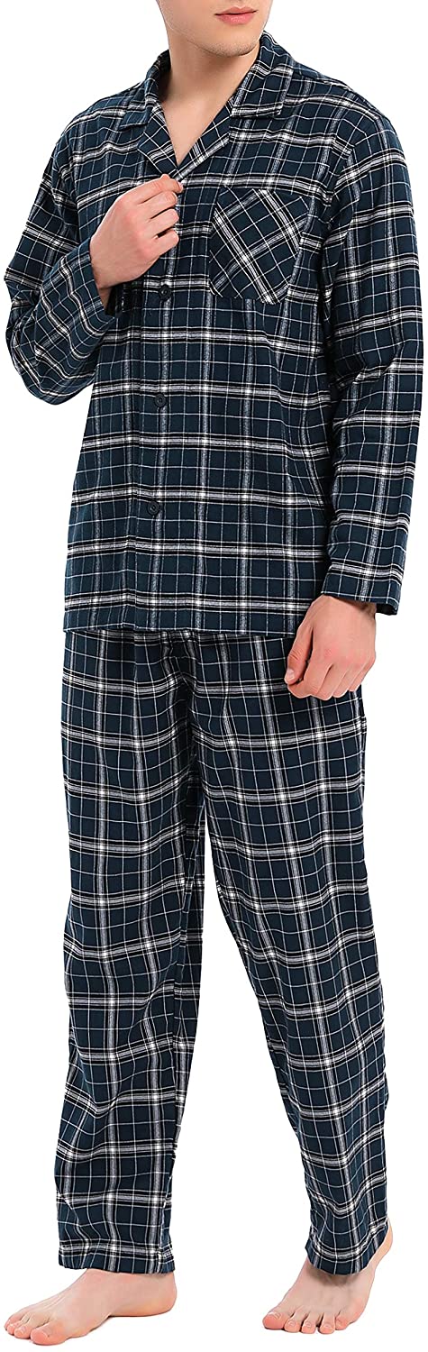 DAVID ARCHY Men's Cotton Pajama Set Top & Bottom Sleepwear PJs