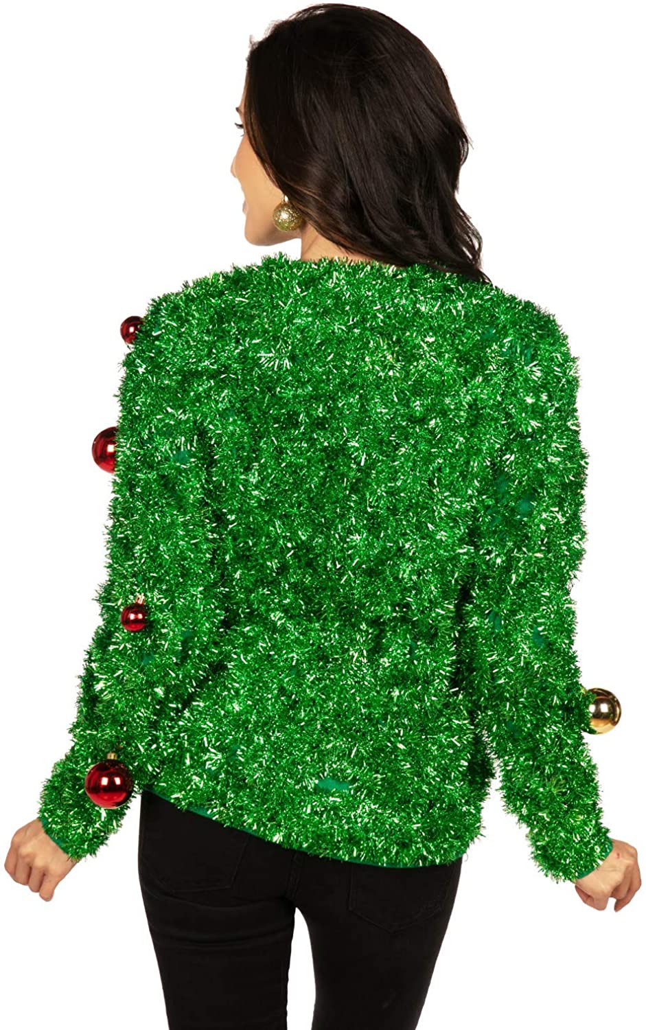 Women's Gaudy Garland Cardigan - Tacky Christmas Sweater with Ornaments ...