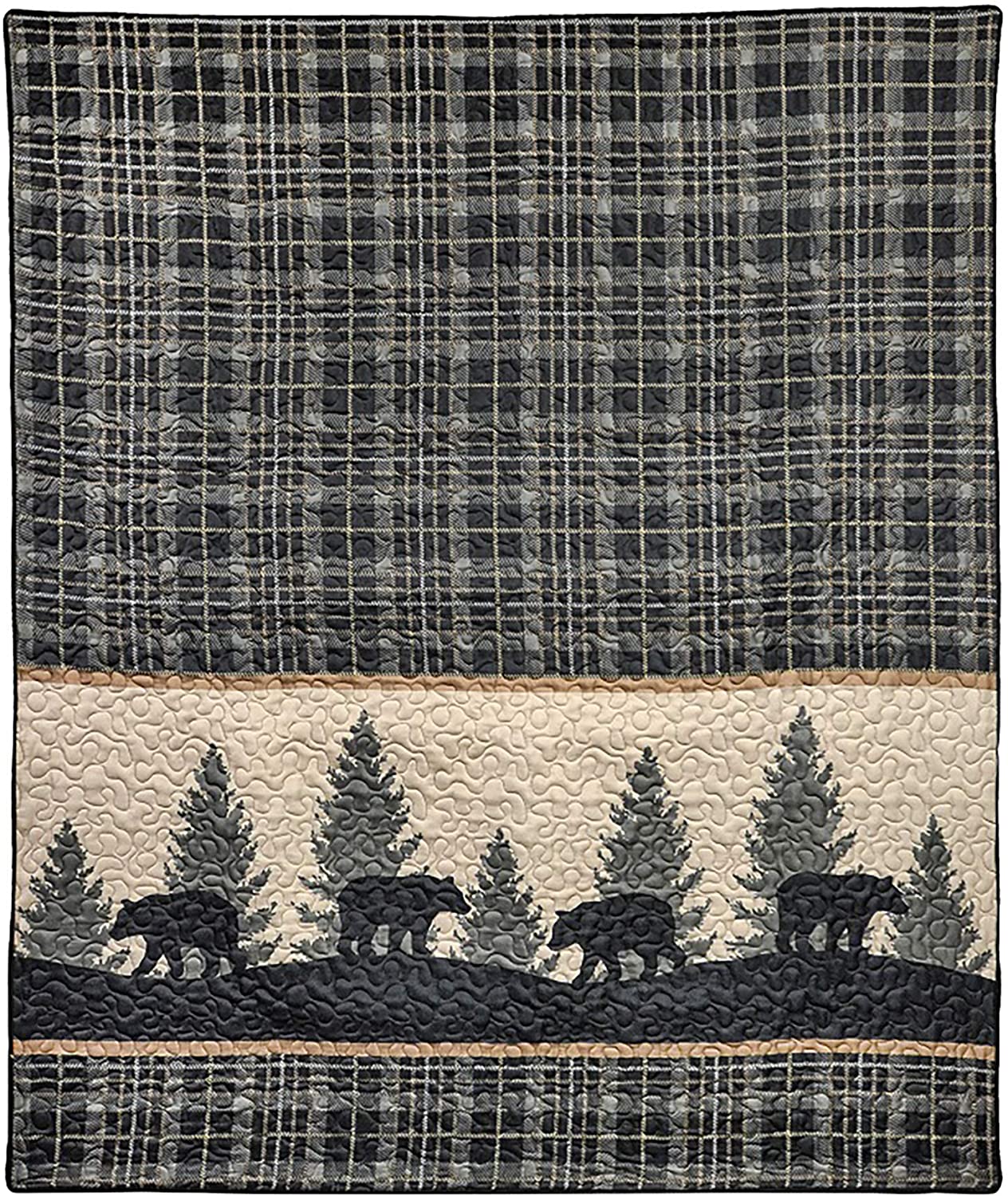 Details about   Donna Sharp California King Quilt Bear Walk Plaid Lodge Quilt with Bear Patter 