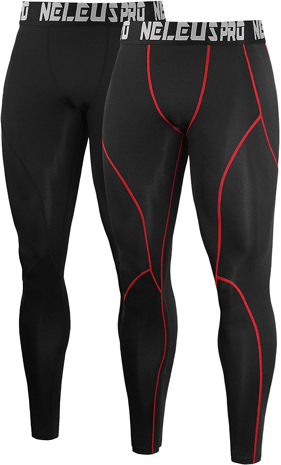 Neleus Men's 2 Pack Compression Pants Workout Running Tights