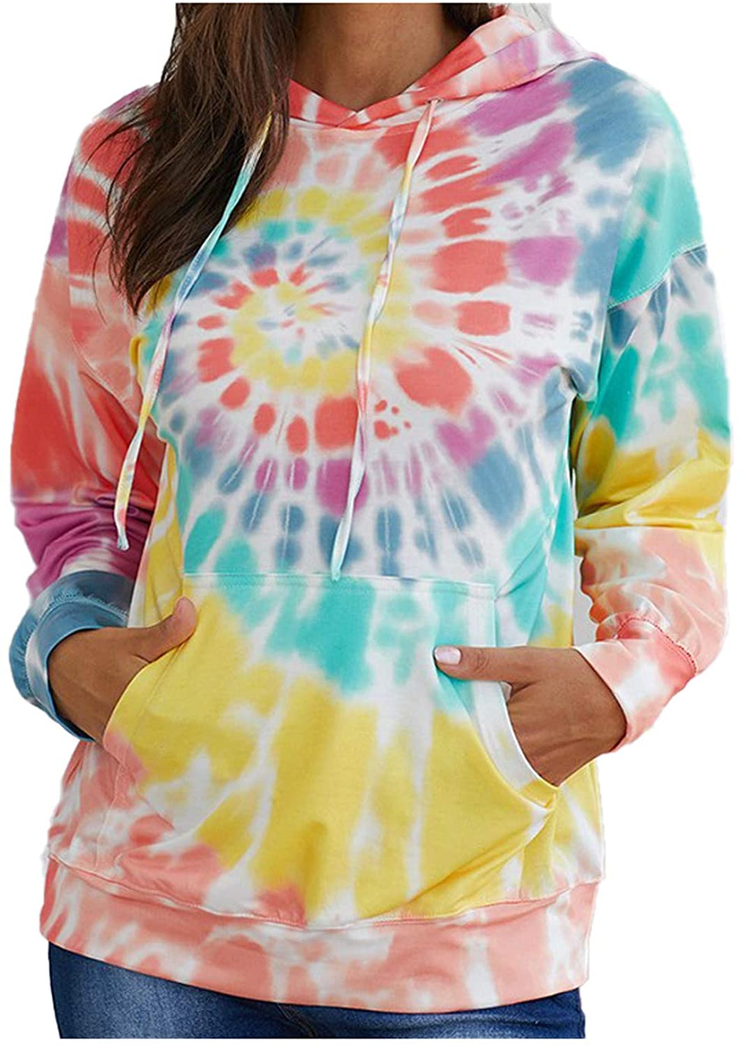 YOCUR Womens Hoodies Soft Sweatshirt Tie Dye Lightweight Long Sleeve  Sweaters 20