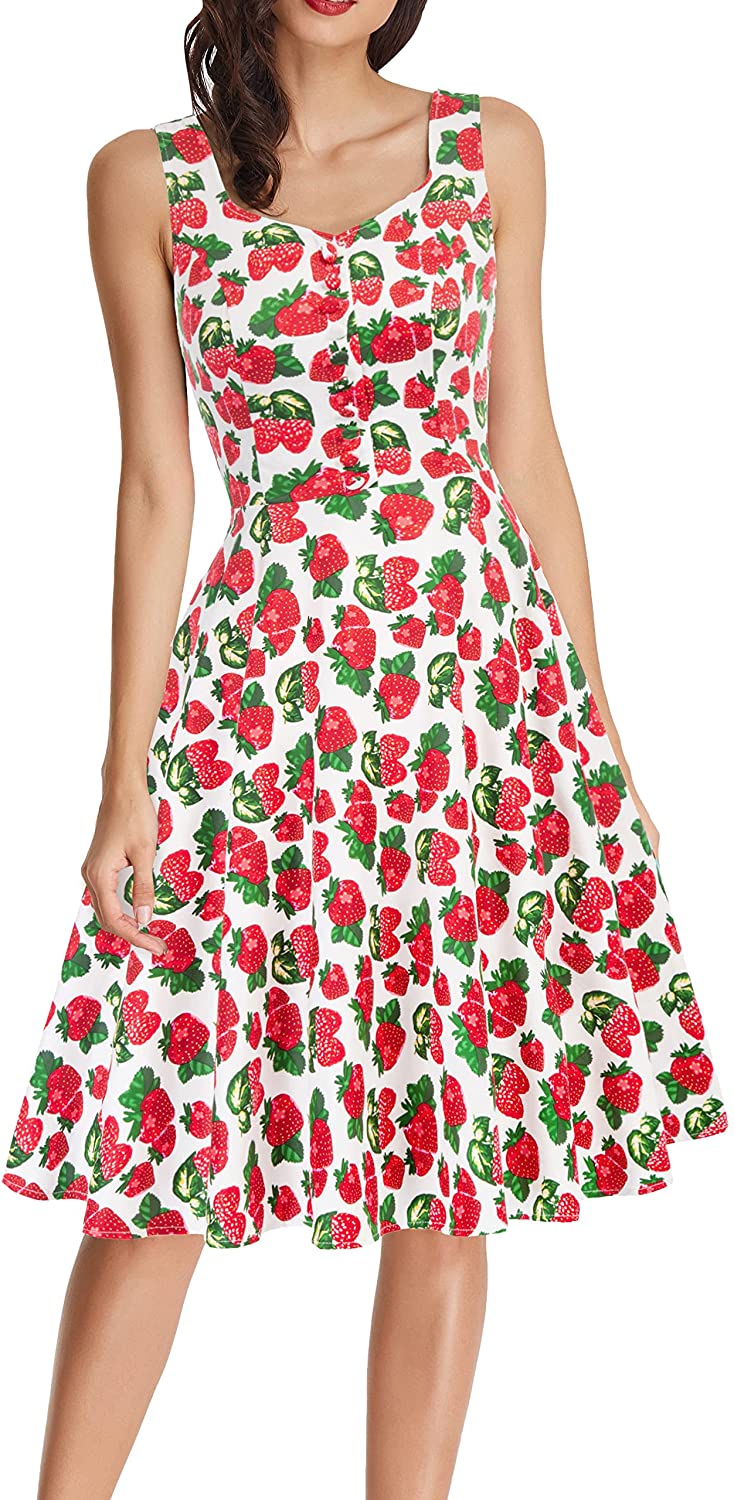 Belle Poque Women Fifties Style Printed Sleeveless Swing Tea Party 
