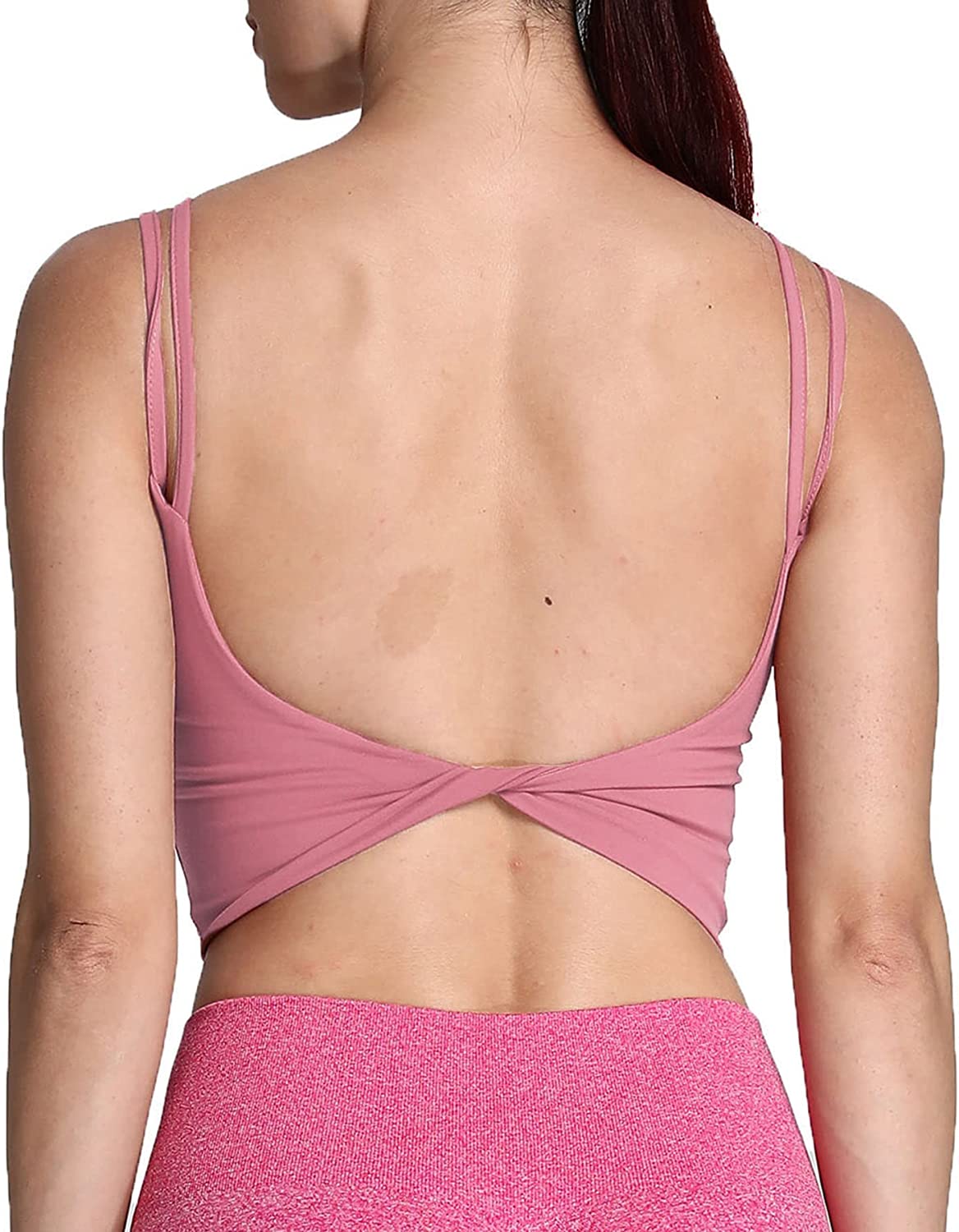 Aoxjox Women's Workout Sports Bras Fitness Padded Backless Yoga