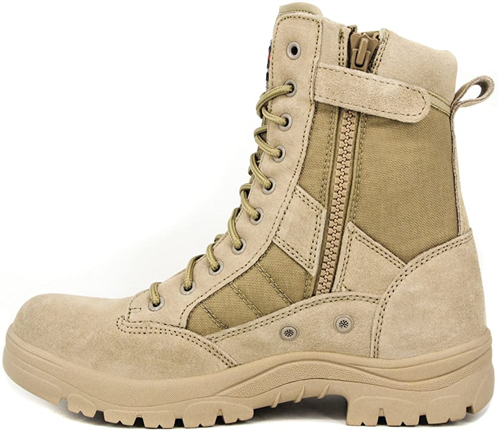 WIDEWAY Mens 8 Military Tactical Boots Outdoor Water Resistant Boots with Zipper 