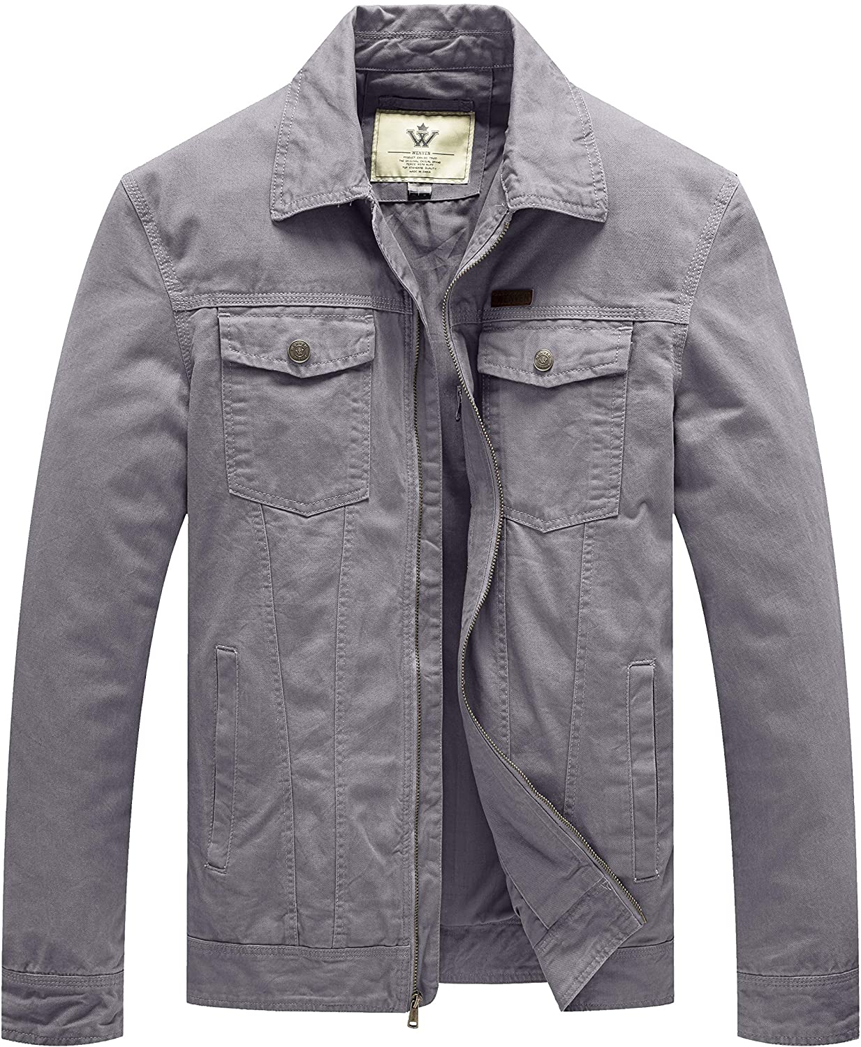 WenVen Mens Casual Washed Cotton Military Jacket 