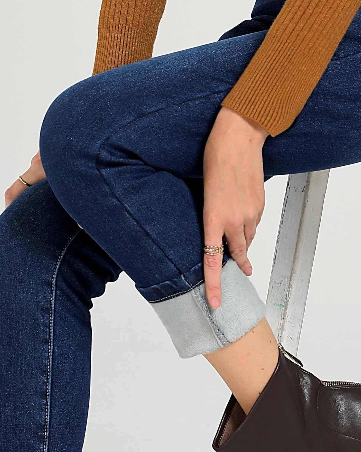 GRAPENT Jeans for Women High Waisted Pull On Fleece Lined Leggings