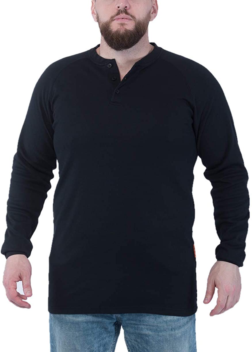 Titicaca Men's FR Workwear Flame Resistant 100% Cotton Long Sleeve KHAKI T-shirt 