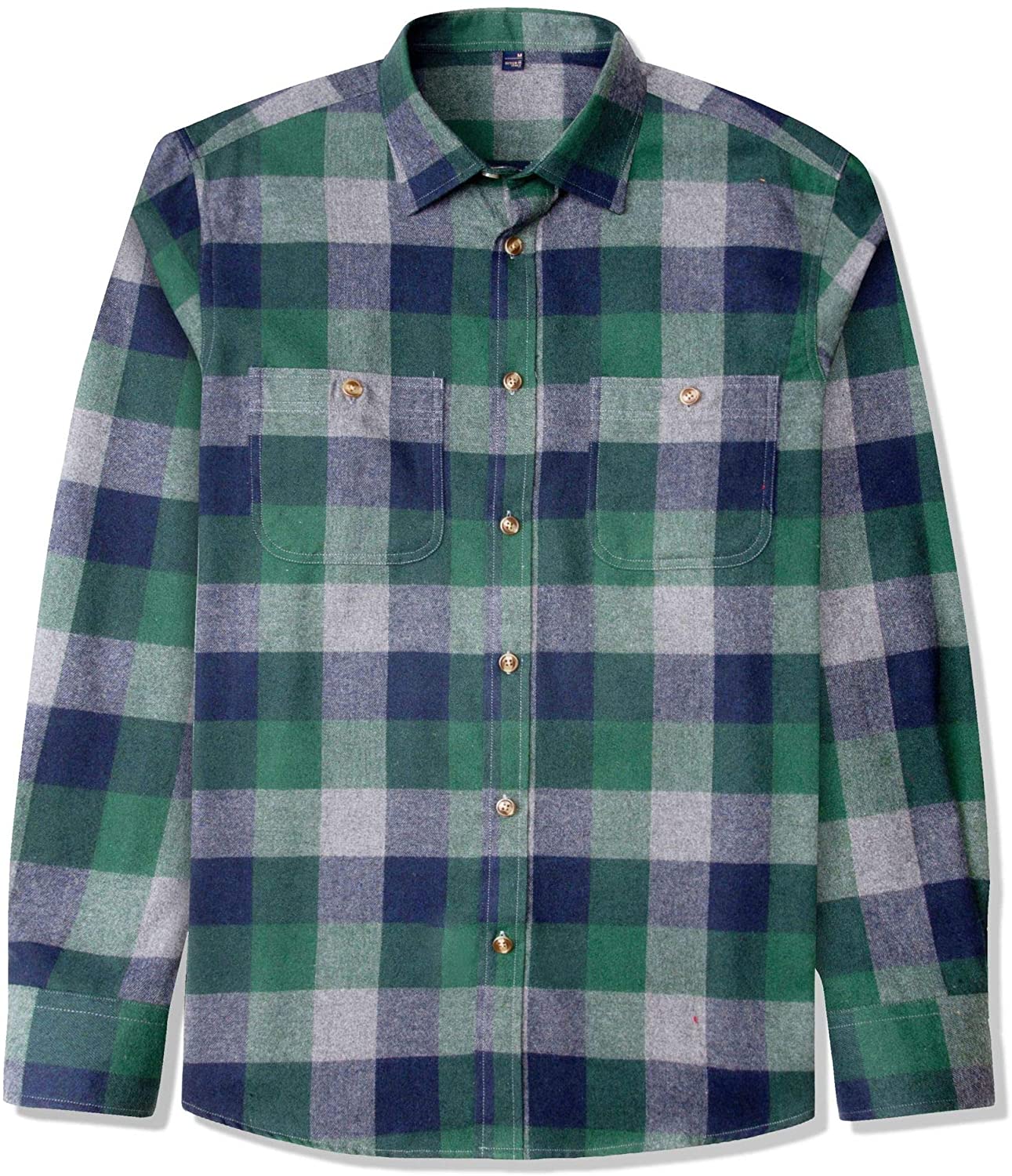 J.VER Men's Flannel Plaid Shirts Long Sleeve Regular Fit Button Down Casual  Cott