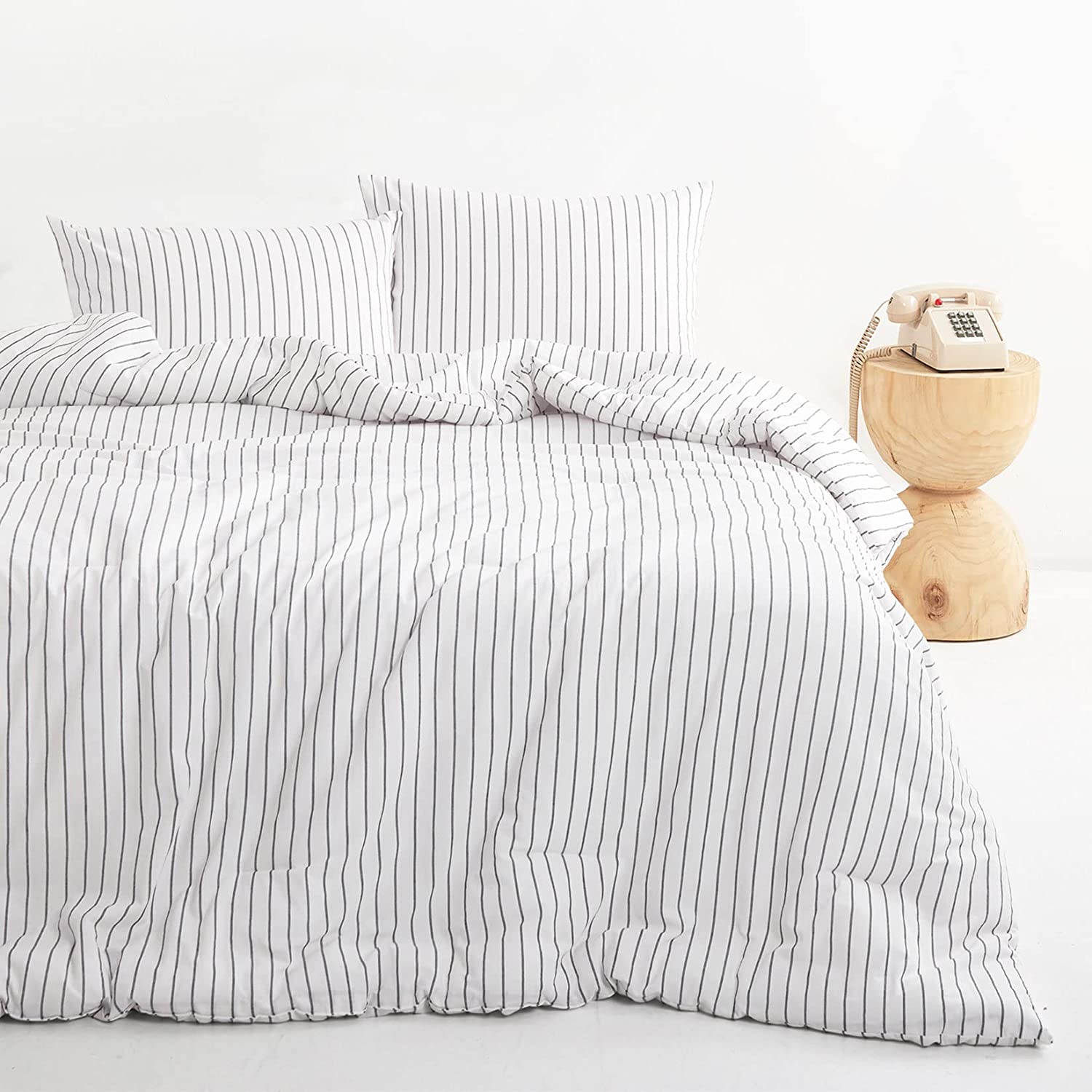 Gray Striped Comforter Set 100% Cotton Fabric with Soft Microfi Details about   Wake In Cloud 