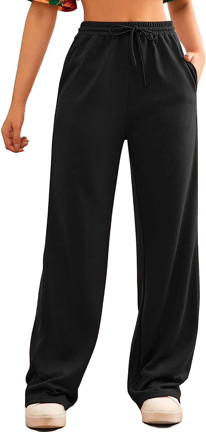 FACDIBY Wide Leg Sweatpants for Women Elastic High Waisted