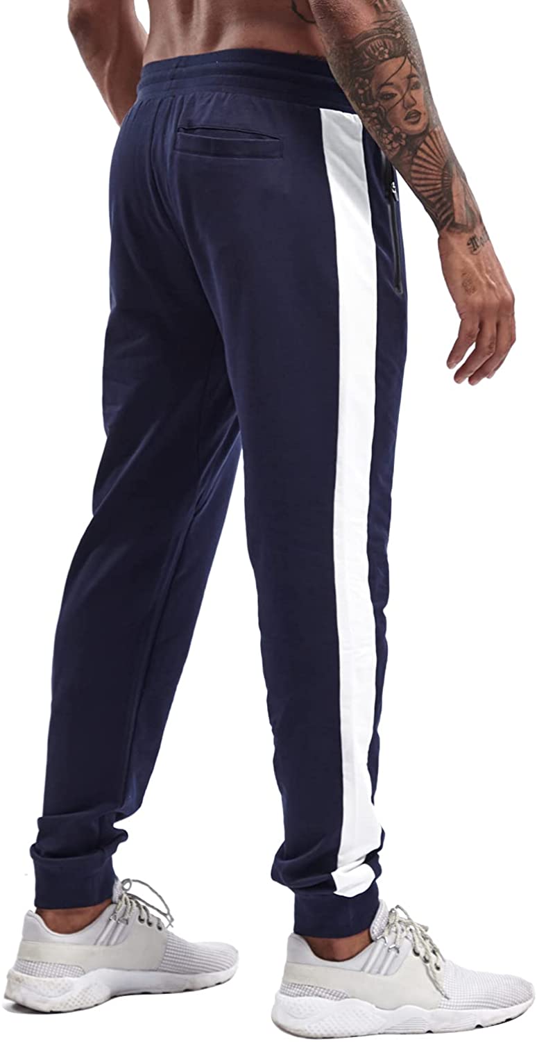 TBMPOY Mens Athletic Running Pants Joggers Workout Sweatpants with Zipper Pockets 