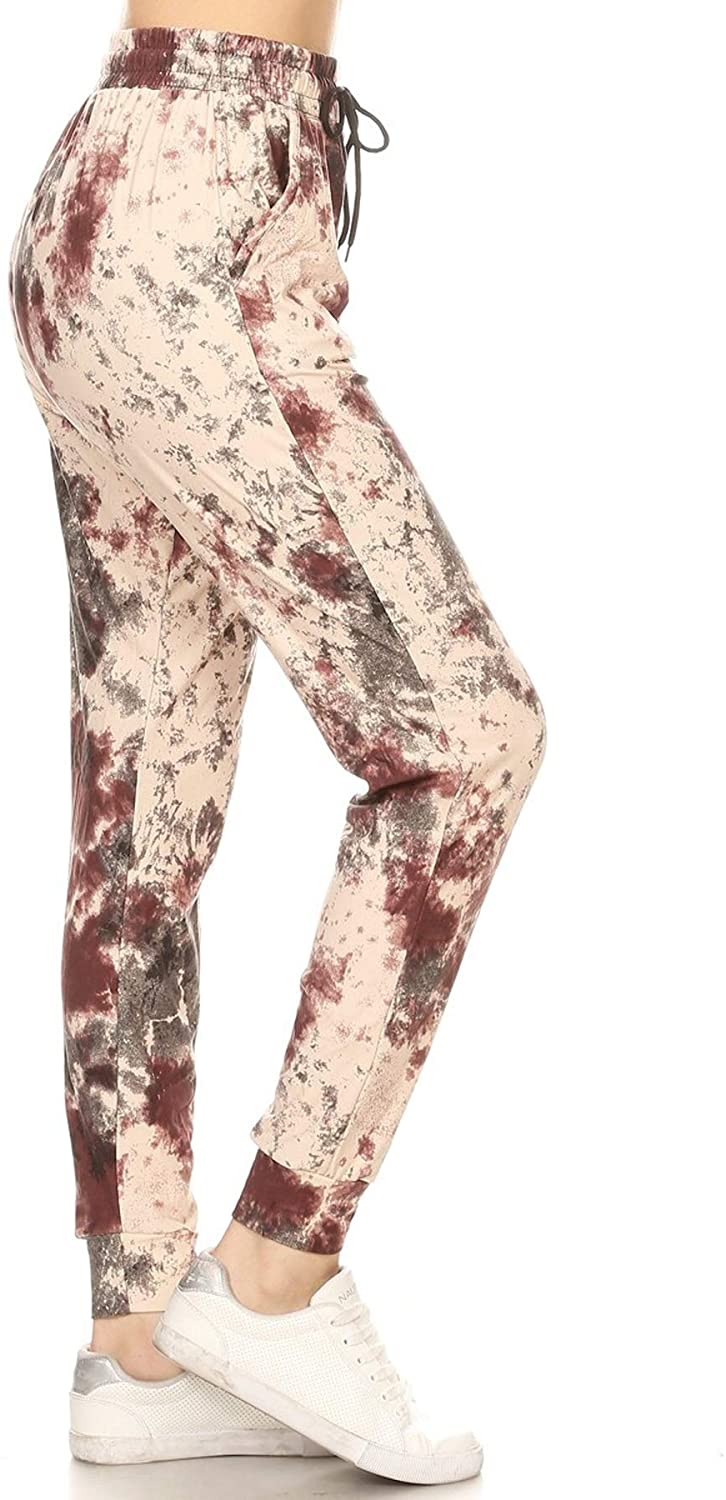 Leggings Depot Women's Printed Solid Activewear Jogger Track Cuff
