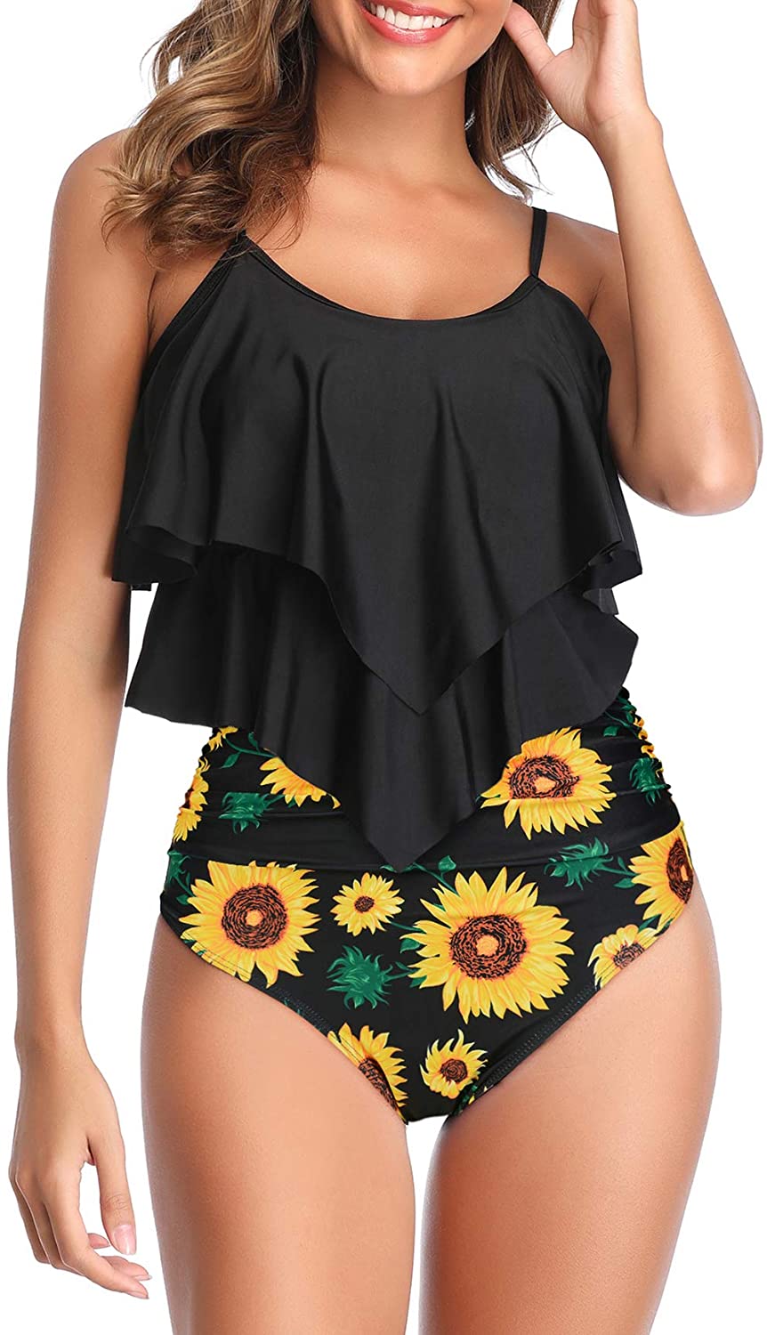 American Trends Women's Tankini Swimsuits Two Piece High Waisted