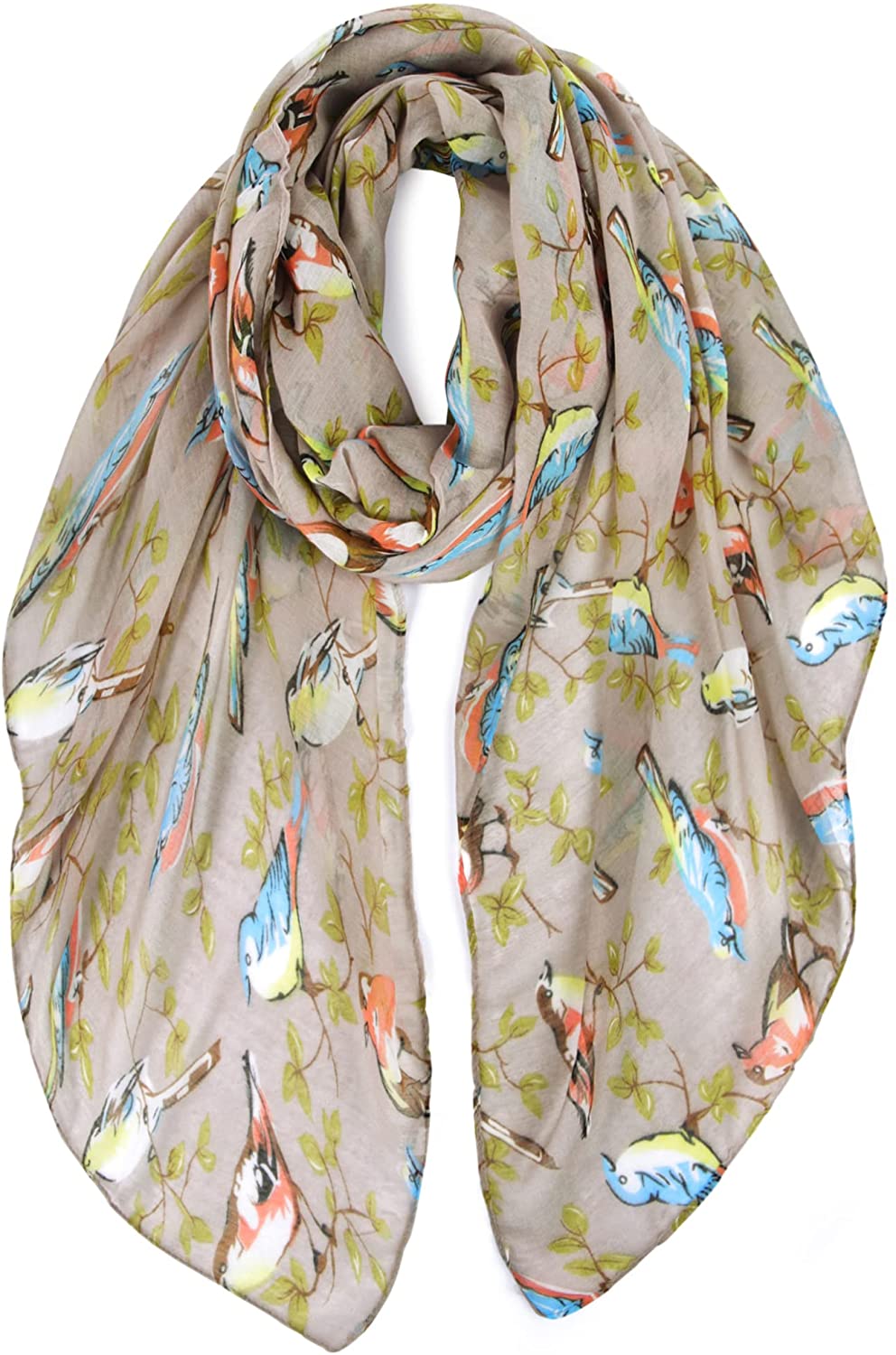 GERINLY Scarfs for Women Lightweight Floral Birds Print Cotton Scarves and  Wraps