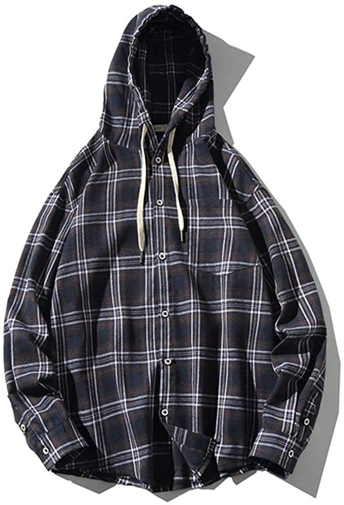 Lavnis Men's Plaid Hooded Shirts Casual Long Sleeve Lightweight Shirt  Jackets : : Clothing, Shoes & Accessories
