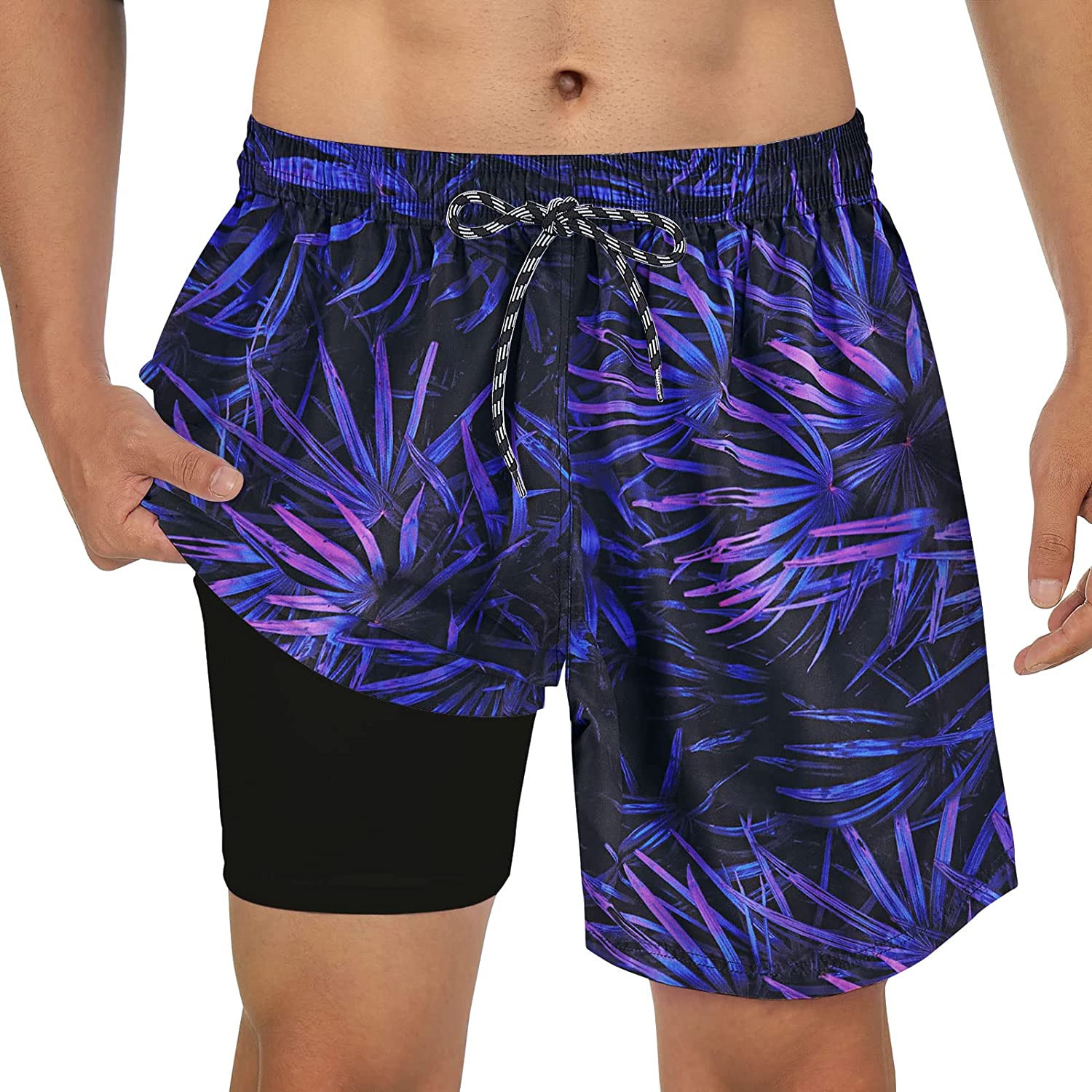 Cozople Men's Swim Trunks Compression Liner Swim Shorts 5.5'' Quick Dry  Boxer Br 