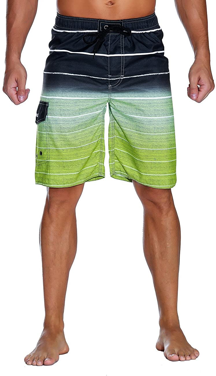 Nonwe Men's Beachwear Summer Holiday Swim Trunks Quick Dry Striped 