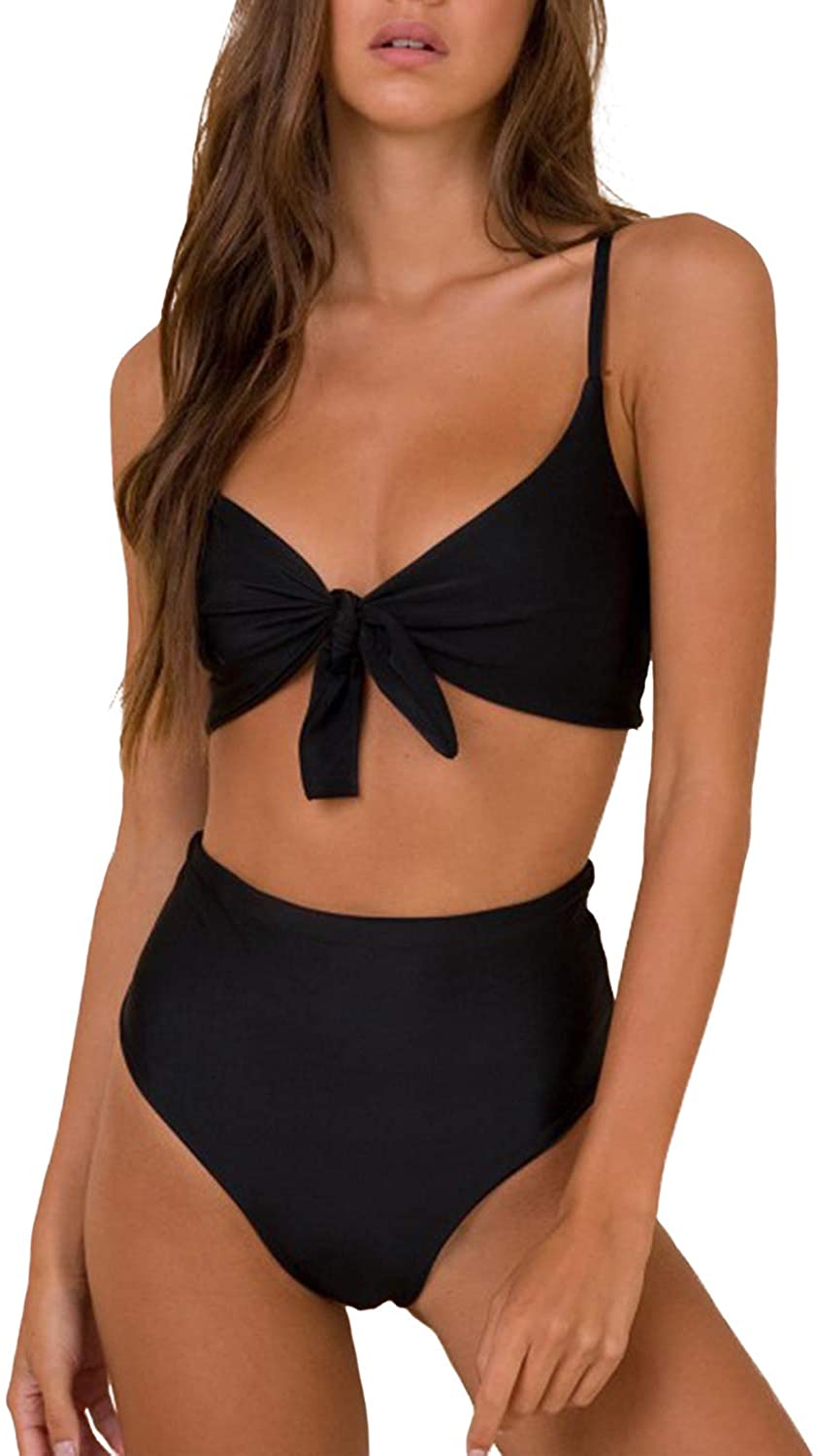 Two-piece Bikini Set Feminine printed high-waisted double-tie Swimsuit –  KesleyBoutique