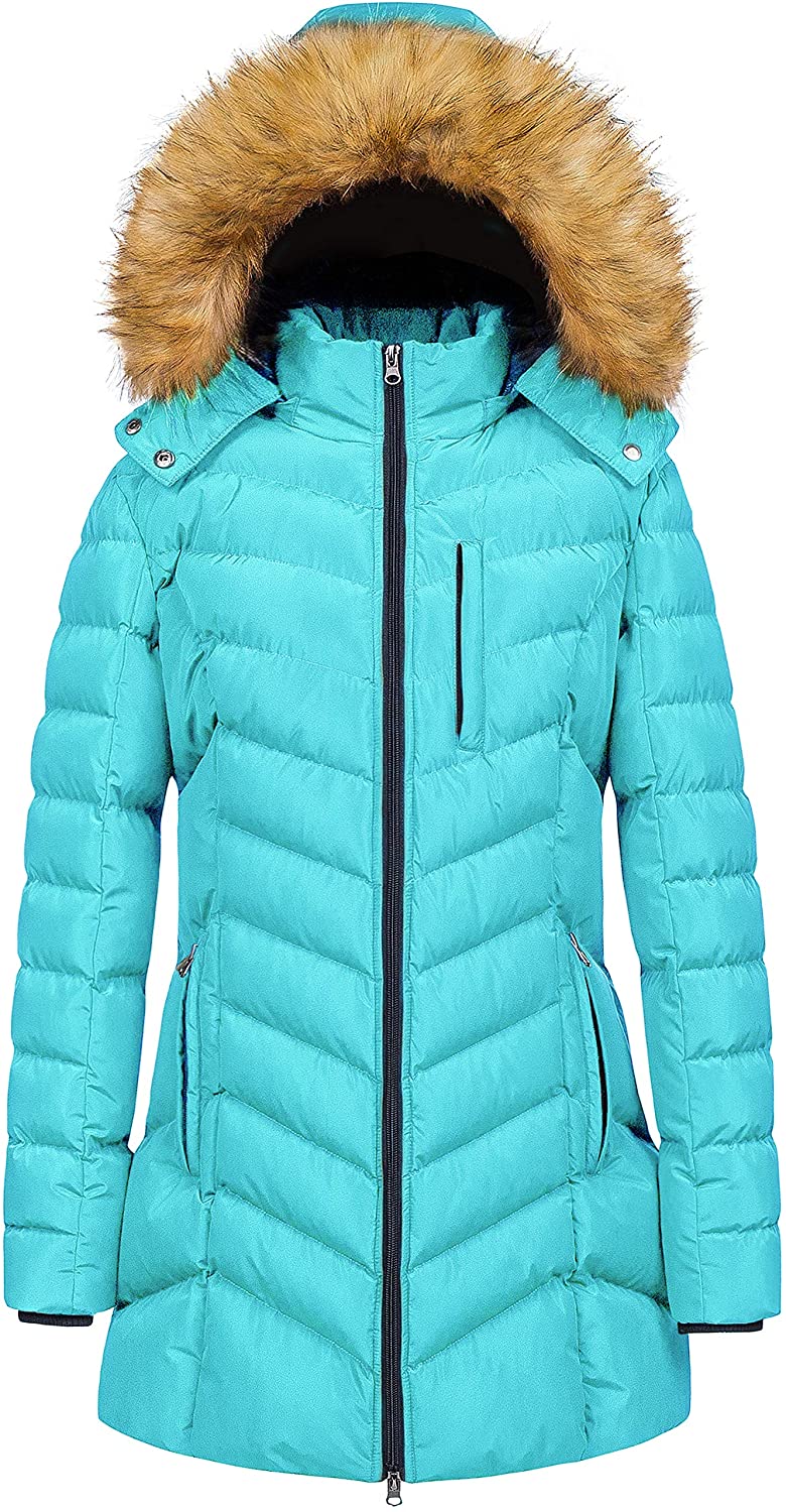 CREATMO US Women's Winter Hooded Coat Waterproof Warm Long Puffer Jacket Parka