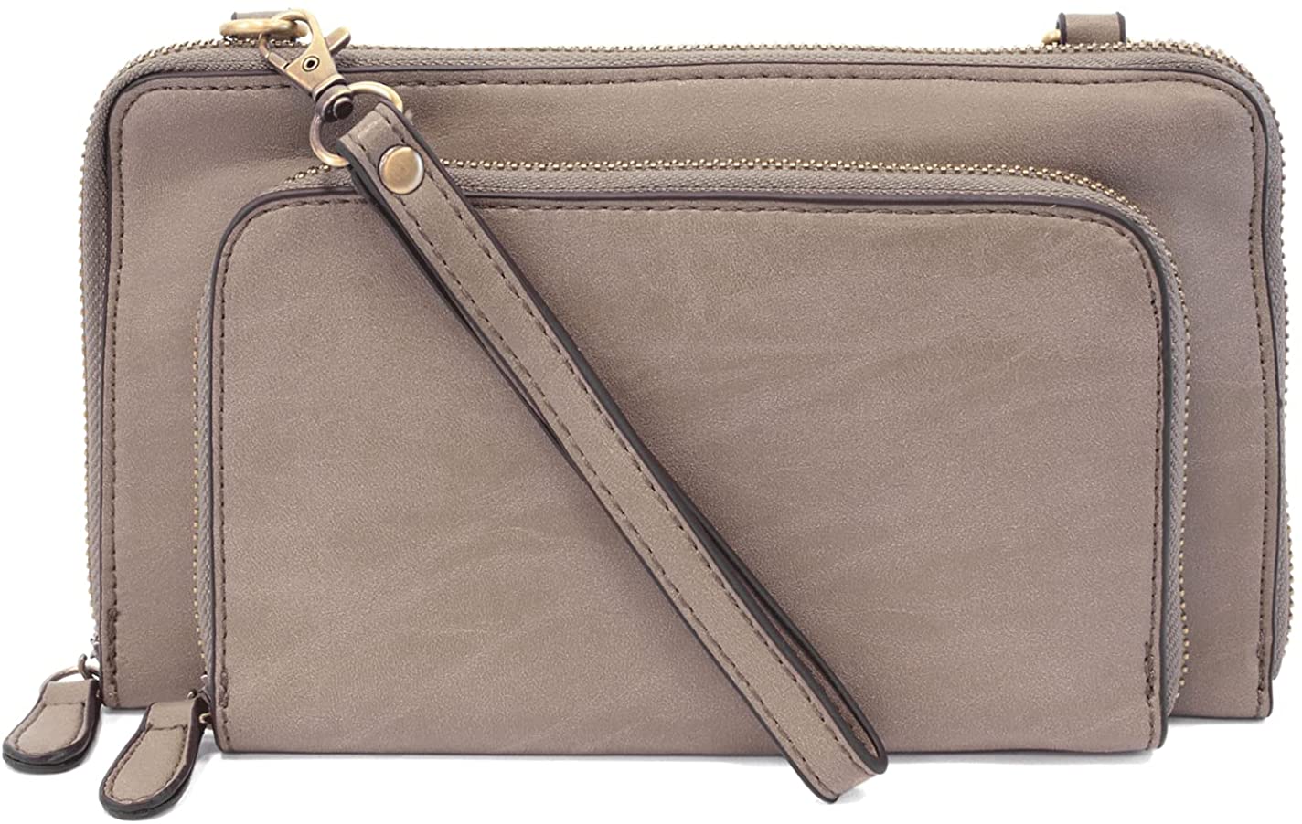 Joy Susan Womens Brushed Mini Convertible Zip Wristlet Bag