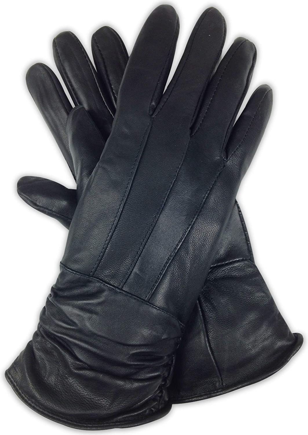 Luxury Soft Womens Black Genuine Sheepskin Leather 3M Thinsulate Winter Gloves 