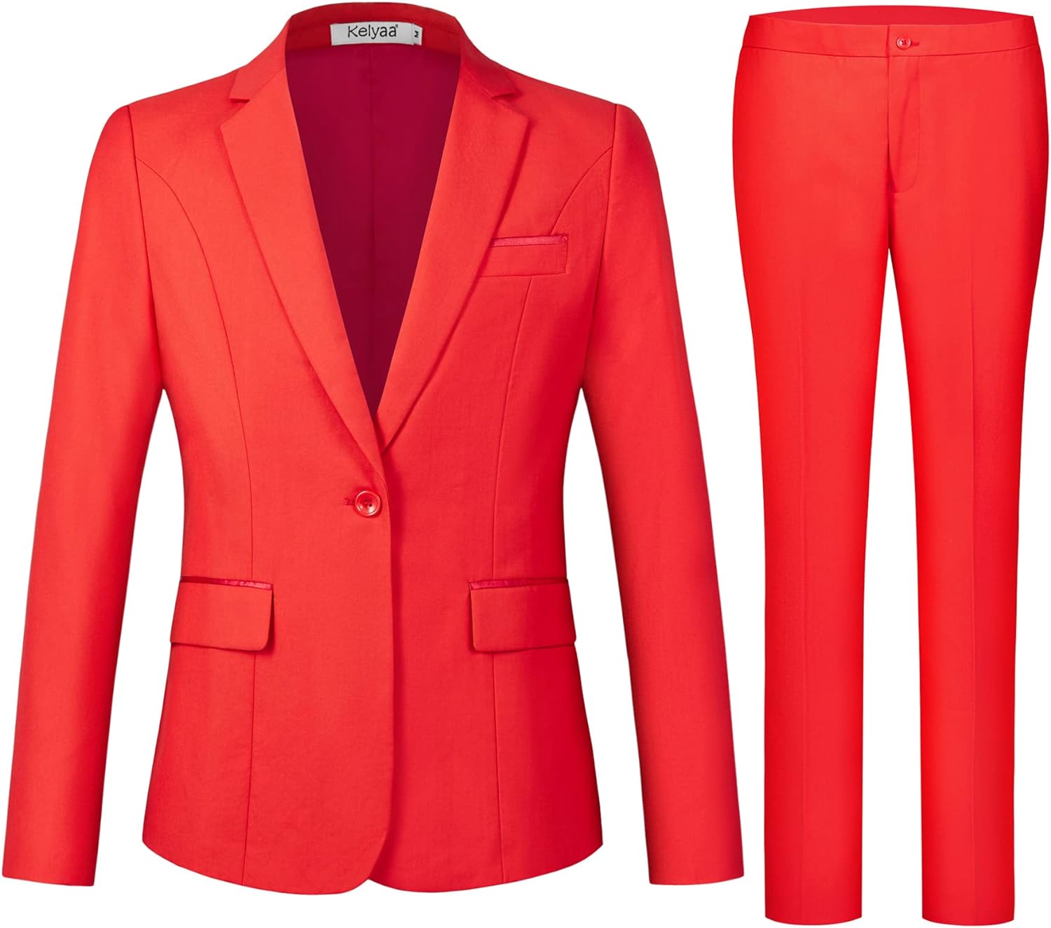 Kelyaa Women's 2 Piece Suit Notched Lapel One Button Slim Fit