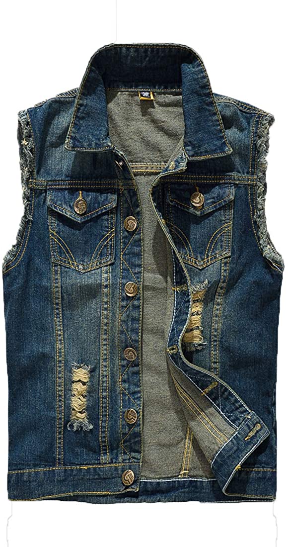 Mens Casual Denim Vest Sleeveless,Vintage Jean Vest Button Down | eBay