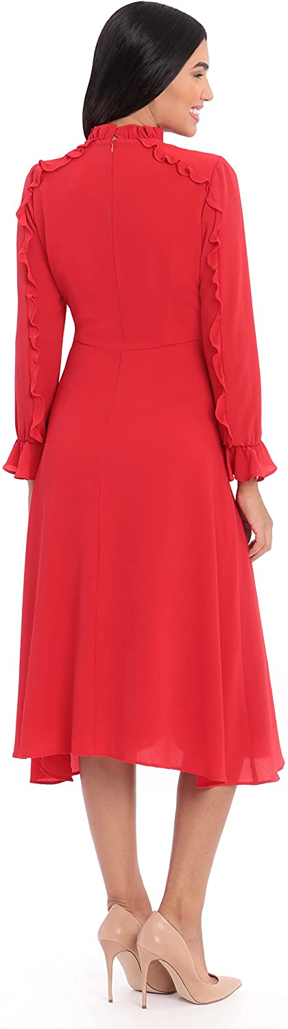Donna Morgan Women's Ruffle Sleeve Midi Dress | eBay