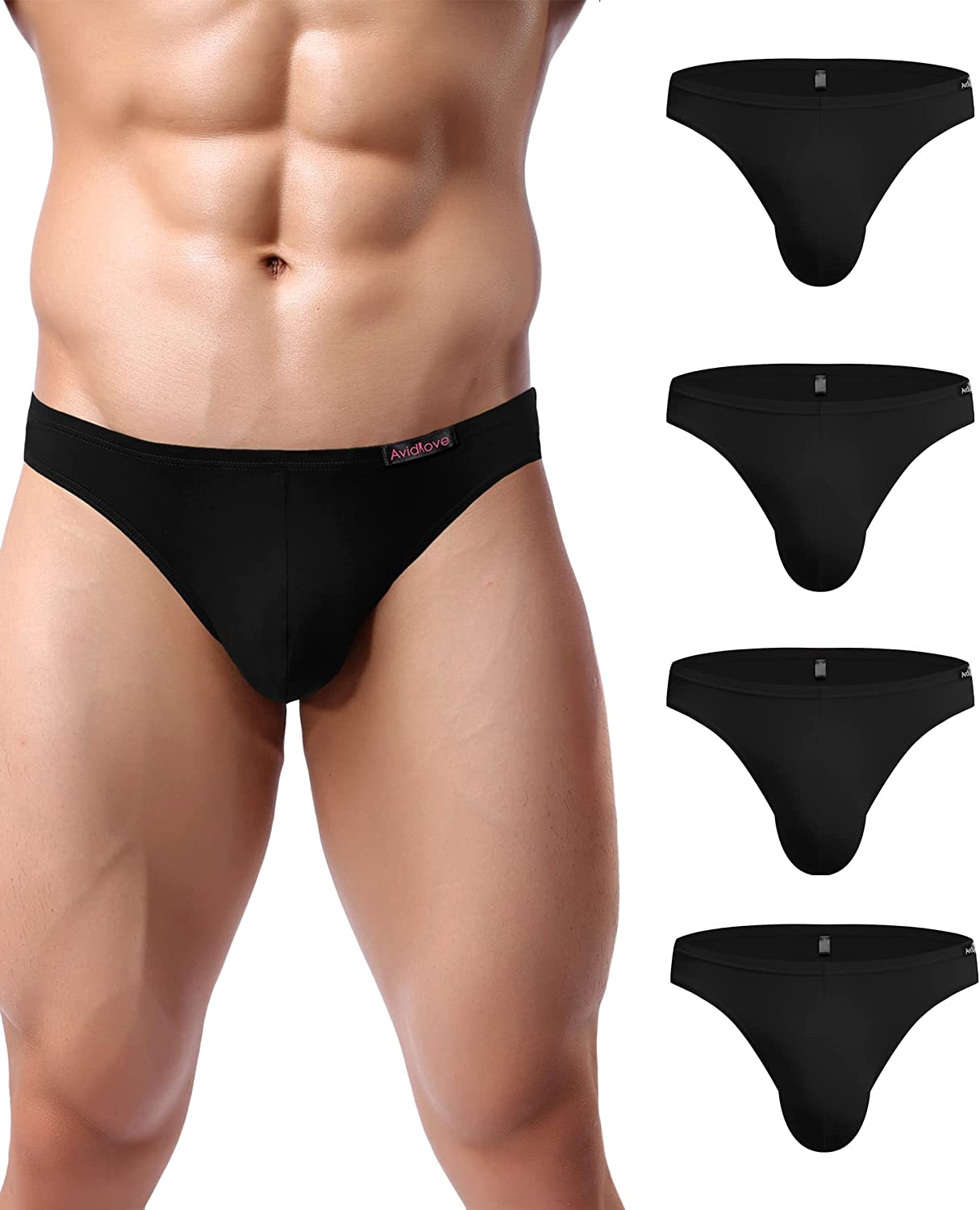 Avidlove Men's Underwear Bikini Briefs 4 Pack Classic Low Rise Stretchy  Micromodal Bikinis Black : : Clothing, Shoes & Accessories