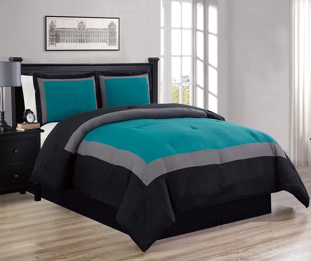 4-Piece All-Season Down Alternative Quilted Color Block KING