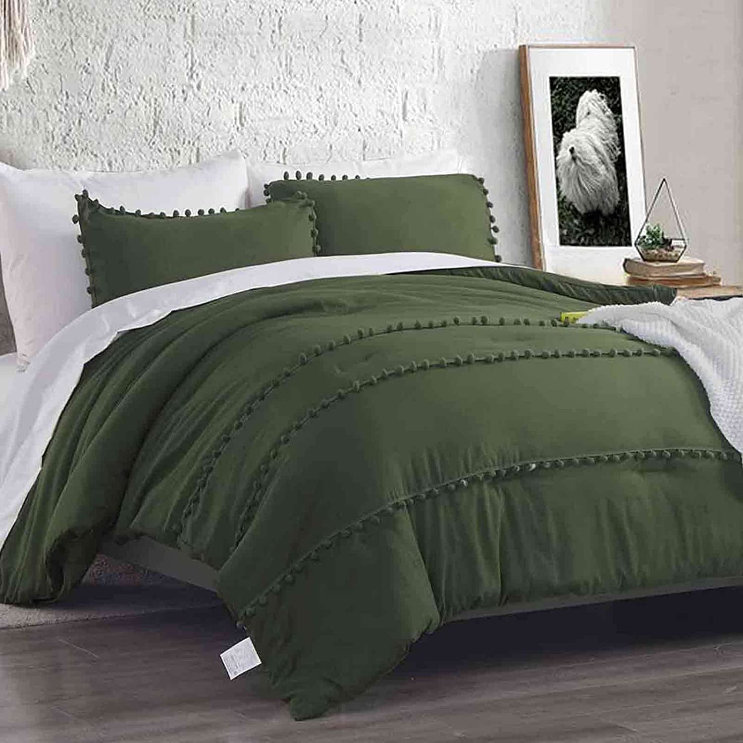  ETDIFFE Sage Green Full Comforter Set, 3 Piece