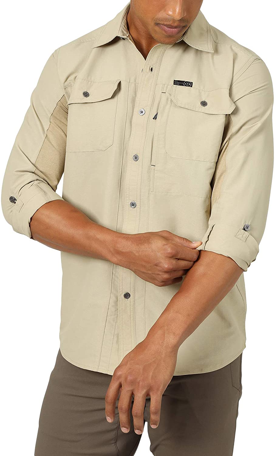 ATG by Wrangler Men's Long Sleeve Mixed Material Shirt | eBay