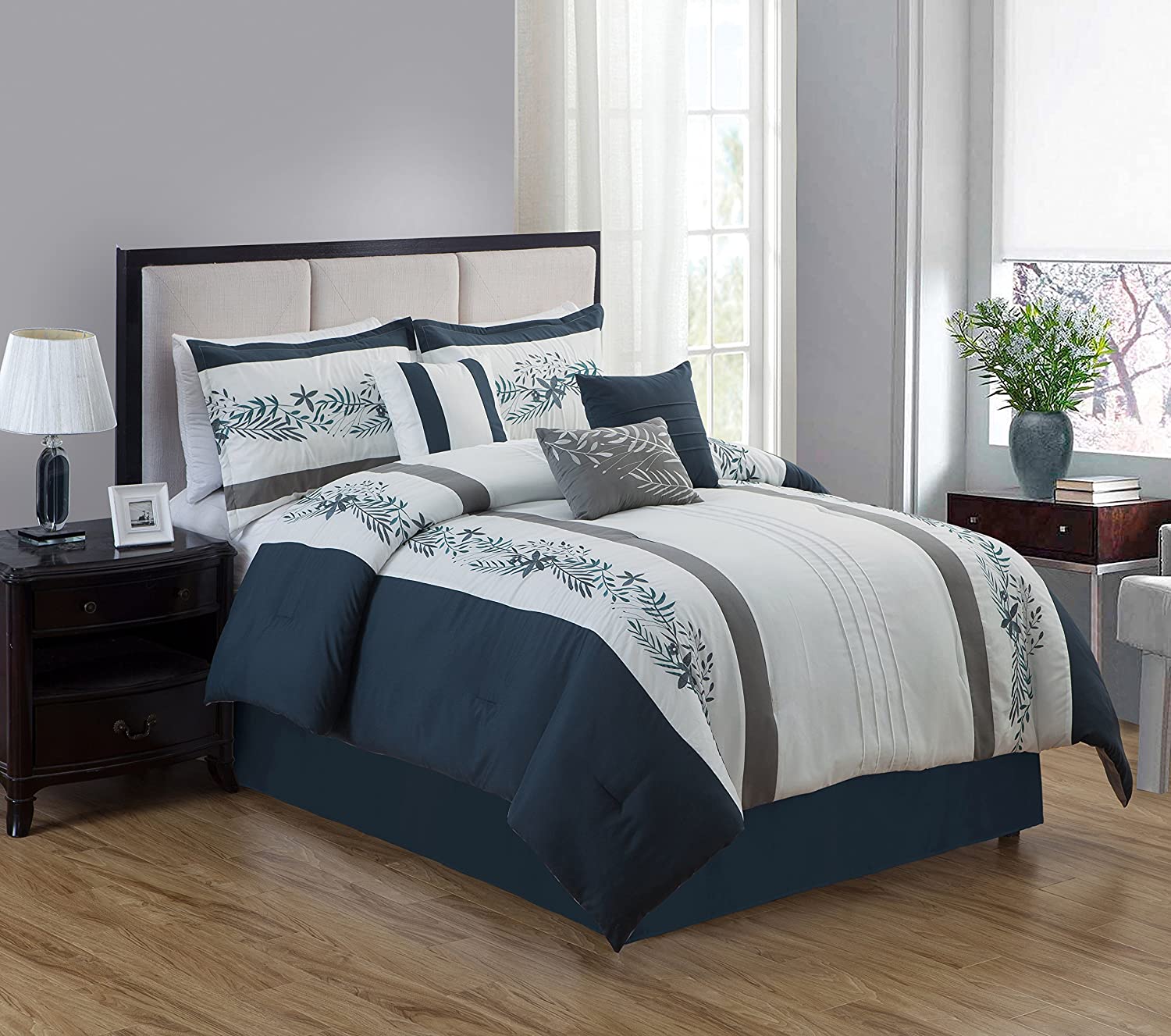 Luxury 7 Piece Comforter Set (Blue, Queen) | eBay