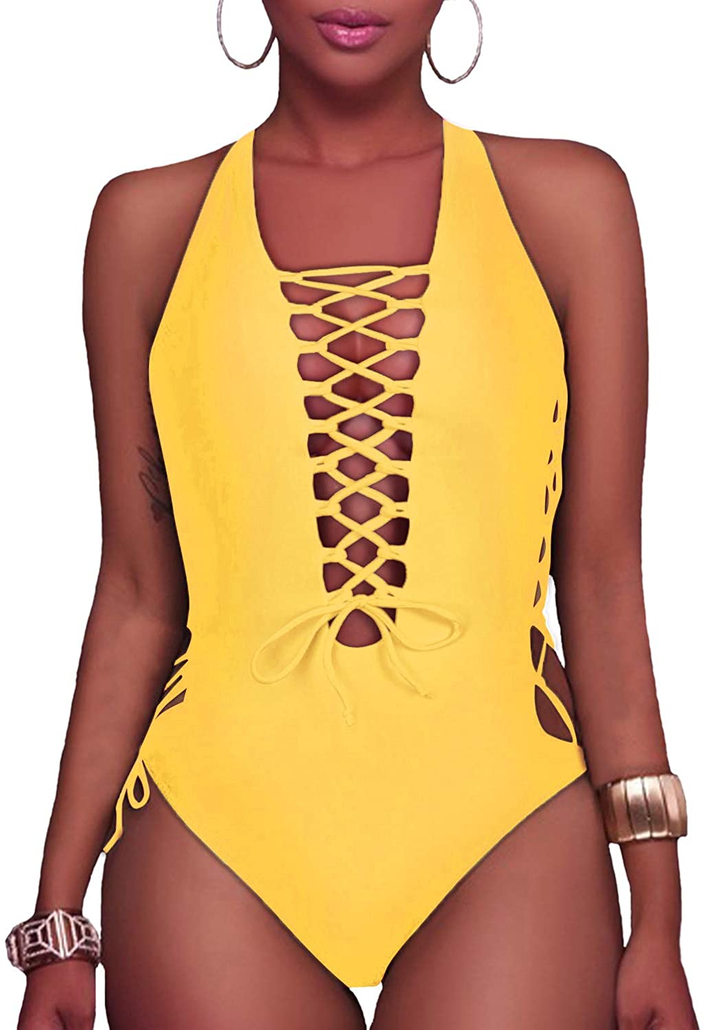 Yellow Tie up Monokini –