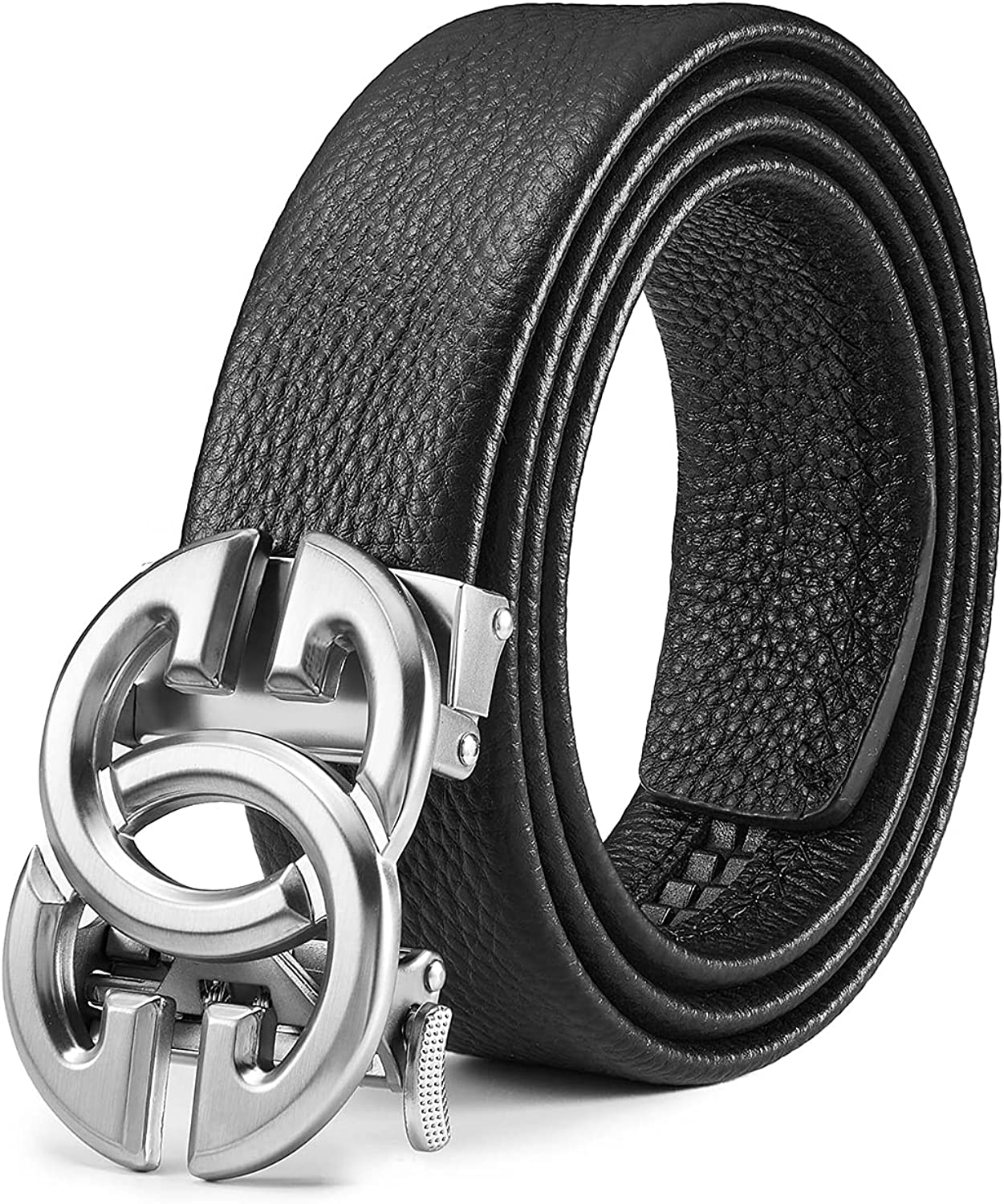 ARIMIA Fashion Diamond Mens Real Leather Ratchet Belt Black Adjustable  Length Full Grain Soft Genuine Cowhide Strap Wide at  Men’s Clothing