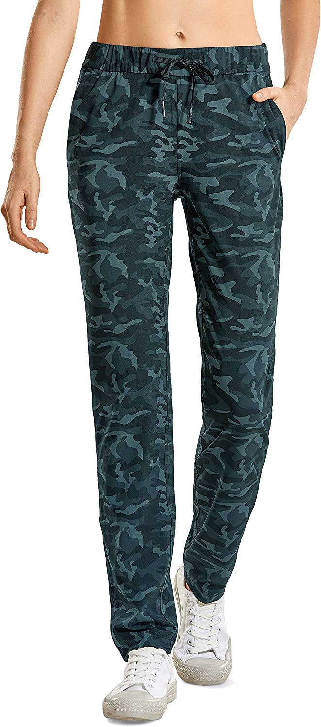 CRZ YOGA Women's Stretch Lounge Sweatpants Drawstring Travel Trousers Long  Athletic Training Pants - 31 Olive Grey 10 : : Fashion