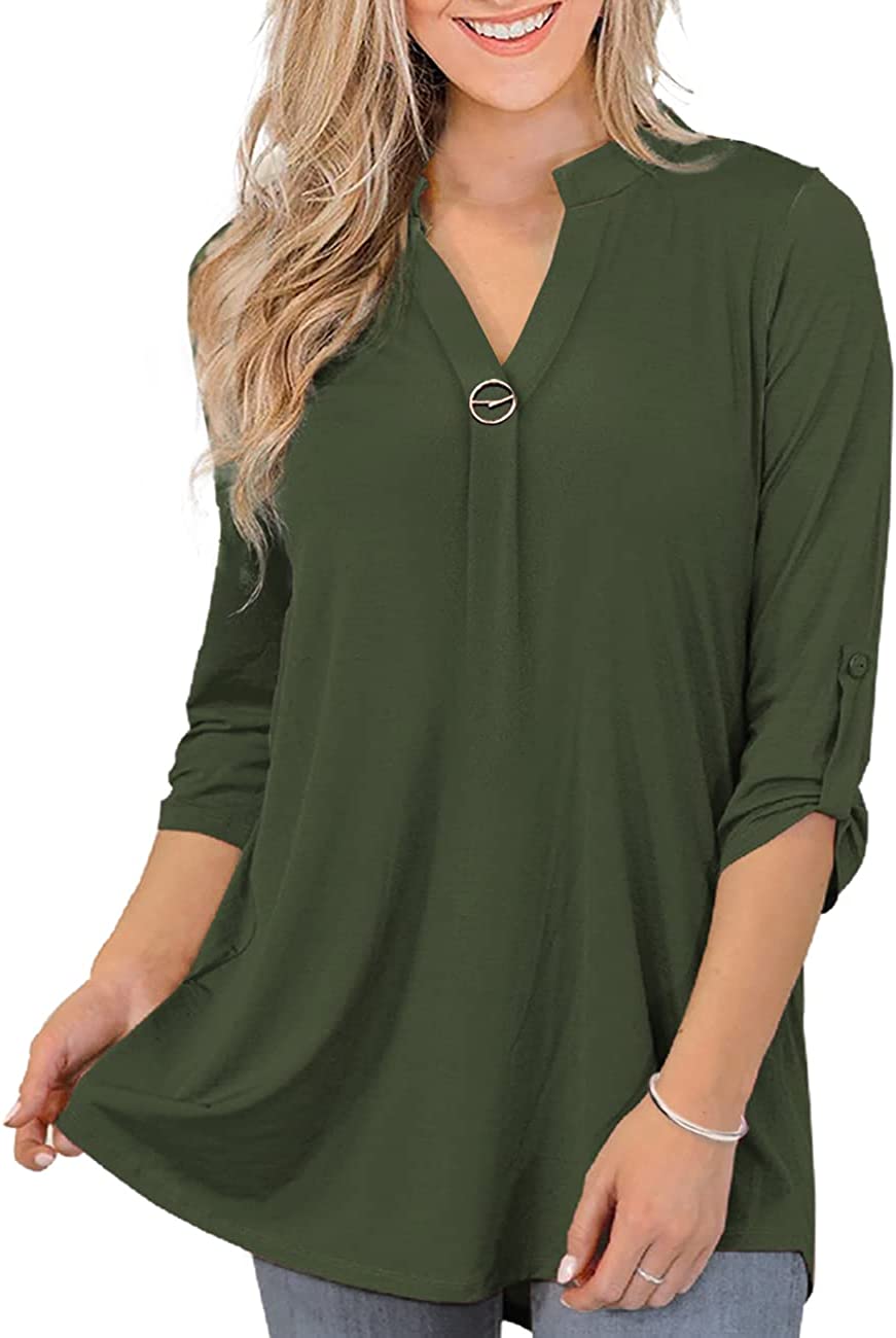 3/4 Sleeves Tops for Women, Blouses for Women Casual Womens Tops Tunic  Cotton T Shirts Summer Blouse Ladies Tops and Blouses Todays Daily Deals Of  The Day Prime Today Only 