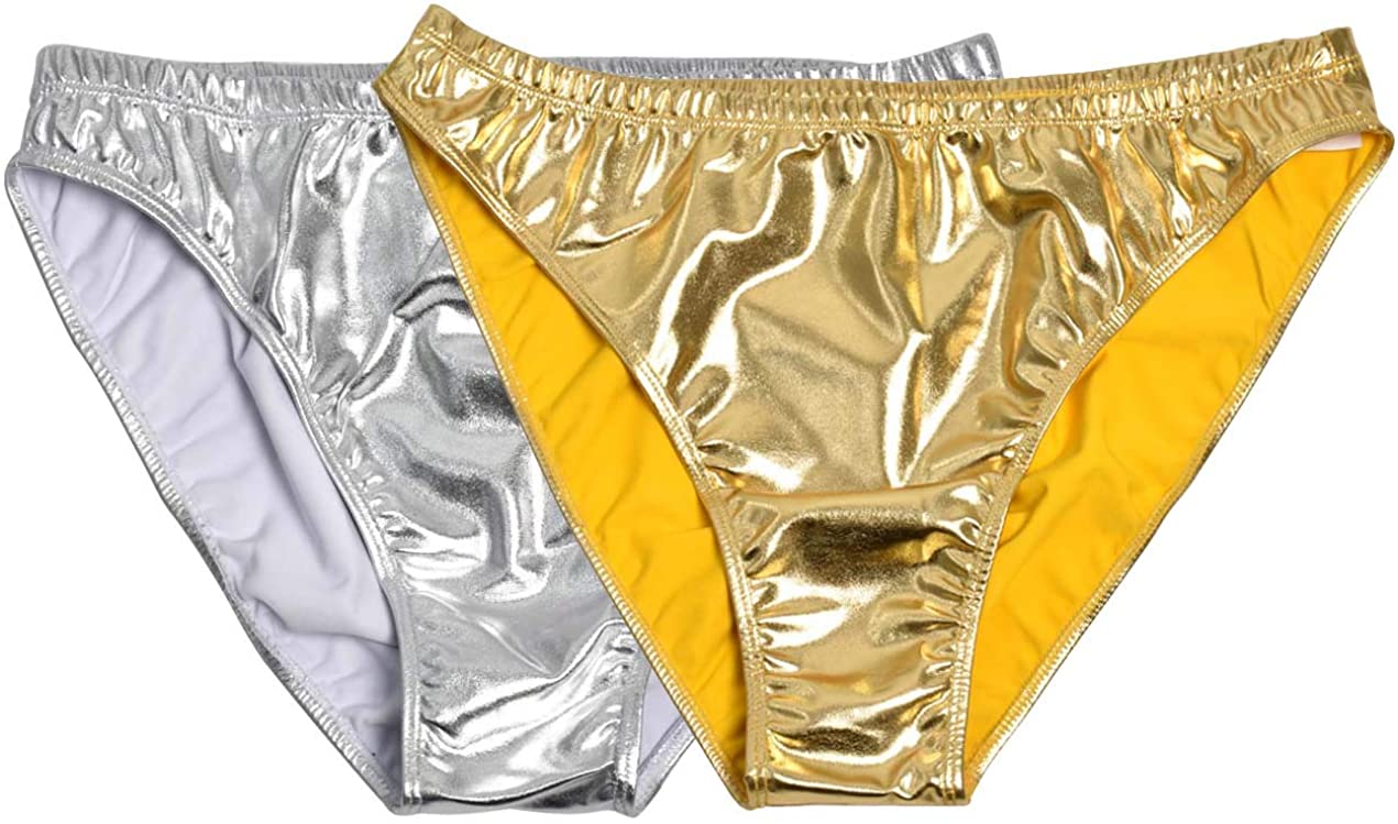 Kepblom Women Shiny Metallic Panty Briefs High Cut Ballet Dance Underwear  Shorts