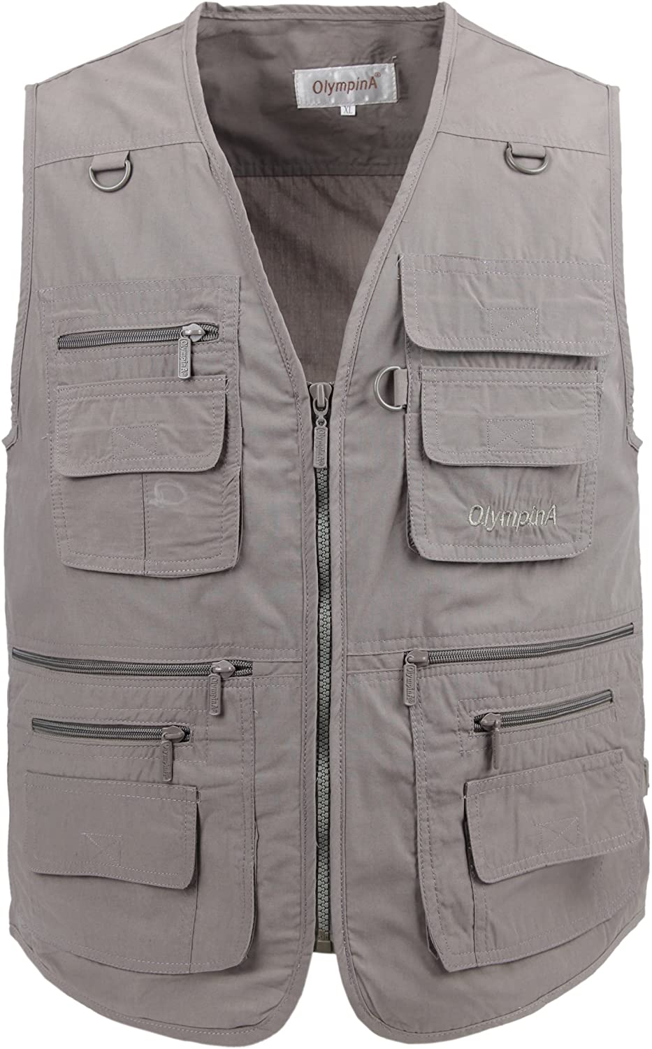 LUSI MADAM Men's Poplin Outdoors Travel Sports Multi-Pockets Work Fishing Vest