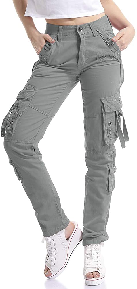 Casual Cotton Straight Leg Workwears OCHENTA Women's Multi Pockets Utility Cargo Pant